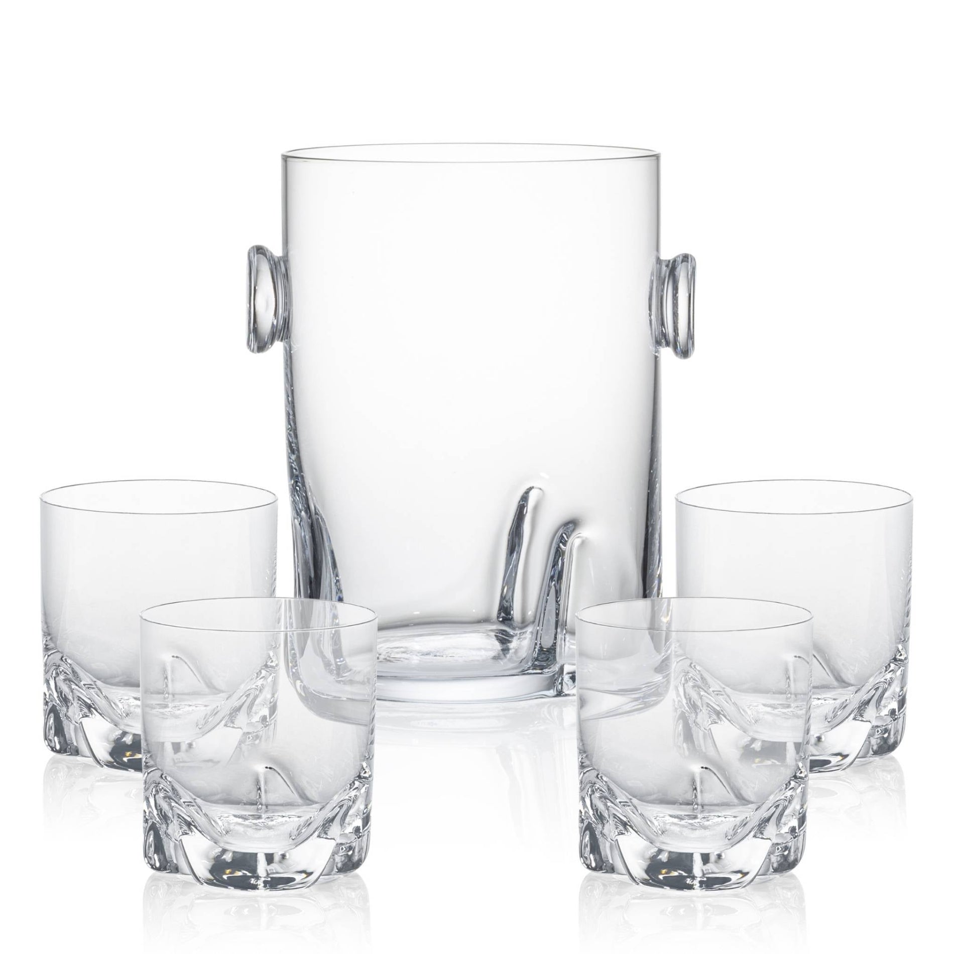 crystal ice bucket with  glasses