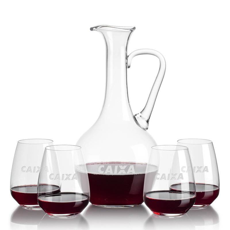 Custom Engraved Wine Carafe with 4 Glasses Gift Set ~ Osiris - Personalized Engraved Gifts