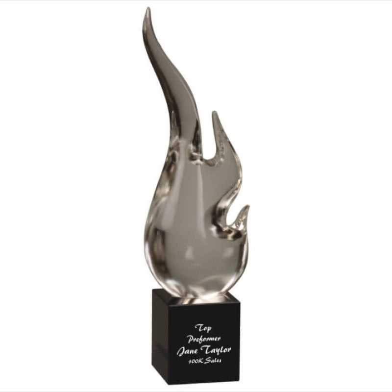 Custom Engraved Brilliant Crystal Flame Award - Personalized Engraved Gifts