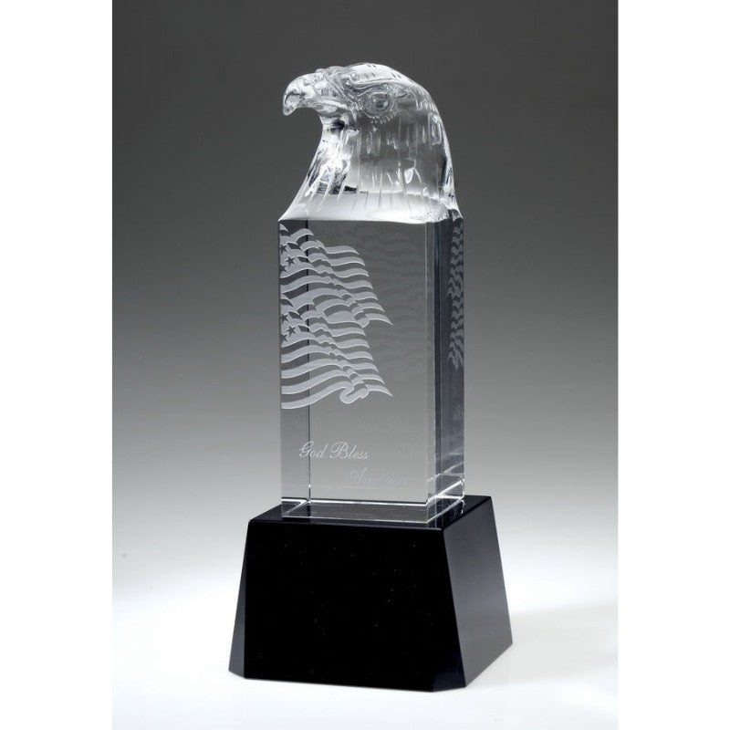 Custom Engraved Crystal Eagle Head Tower Award - Personalized Engraved Gifts