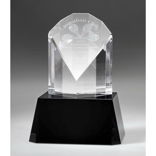 Custom Engraved Crystal Peacock Award on Black Base - Personalized Engraved Gifts