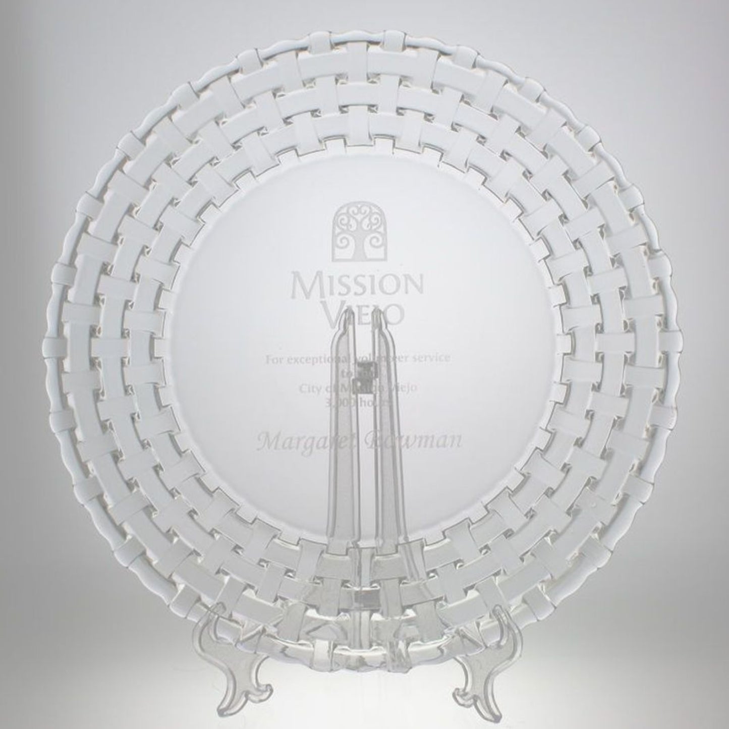 Custom Engraved Crystalline Glass Presentation Plate Carrara - Personalized Engraved Gifts