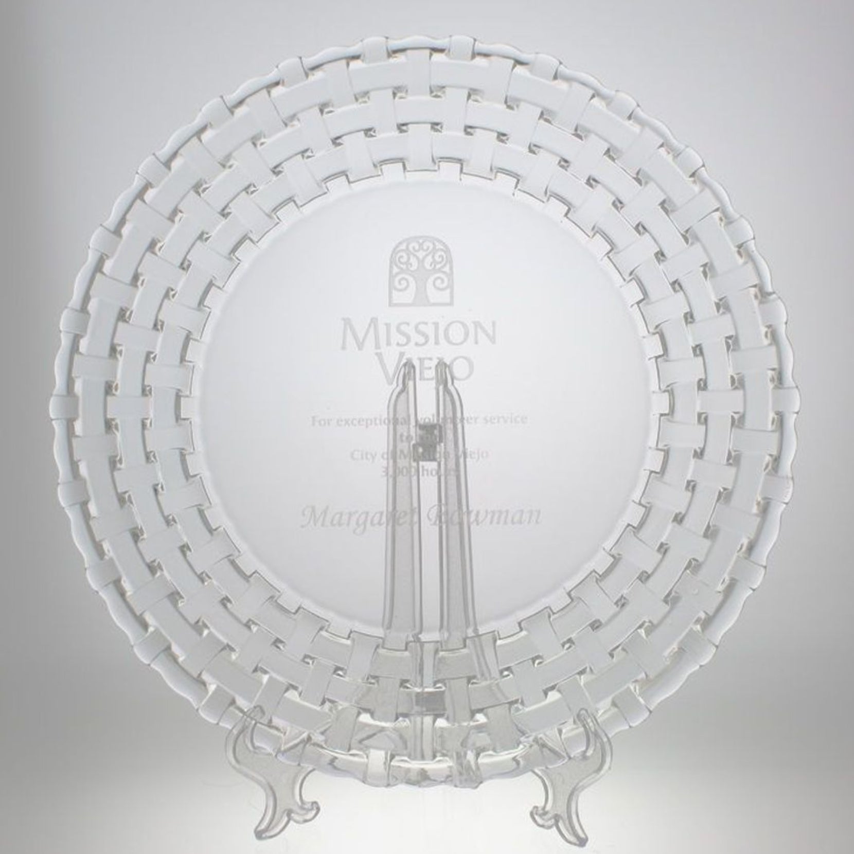 Custom Engraved Crystalline Glass Presentation Plate Carrara - Personalized Engraved Gifts