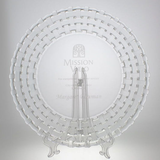 Custom Engraved Crystalline Glass Presentation Plate Carrara - Personalized Engraved Gifts