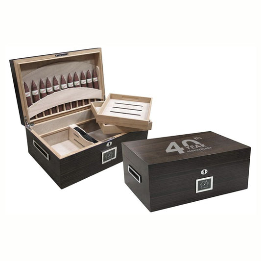 Custom Engraved Ebony Humidor ~ Carnegie - Personalized Engraved Gifts