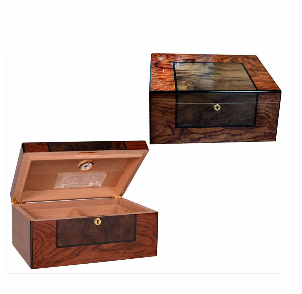 Custom Engraved Humidor with Bubinga and Cherry Veneer ~ Rory - Personalized Engraved Gifts