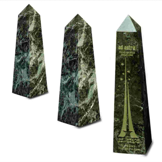 Custom Engraved Jade Green Marble Obelisk Awards - Personalized Engraved Gifts