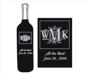 Engraved Wine Bottles - Monograms - Deco Design - Personalized Engraved Gifts