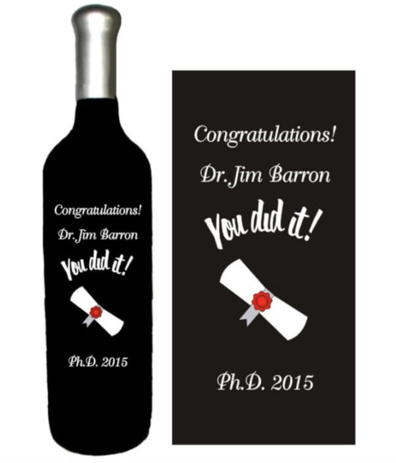 Congratulate the University Graduate with a Diploma Engraved into a Wine Bottle - Personalized Engraved Gifts