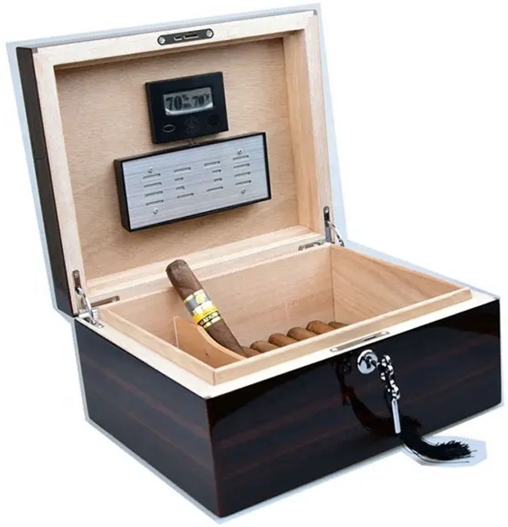 Custom Engraved Ebony Finish Humidor ~ Athena - Personalized Engraved Gifts