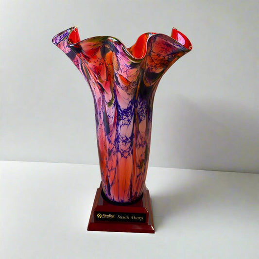 Enchanting Murano Red Impressionist Art Glass Vase ~ Sisley - Personalized Engraved Gifts