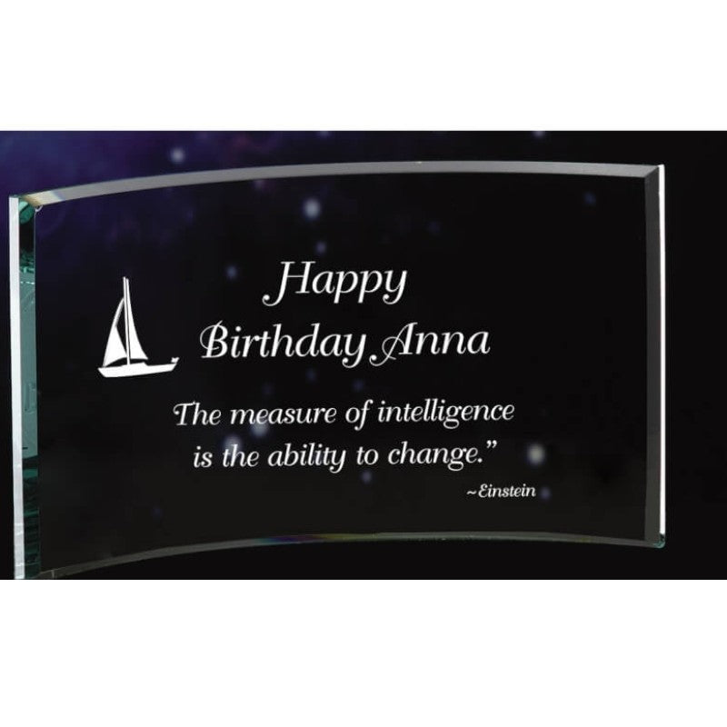 Engravable Curved Glass Plaque - Personalized Engraved Gifts