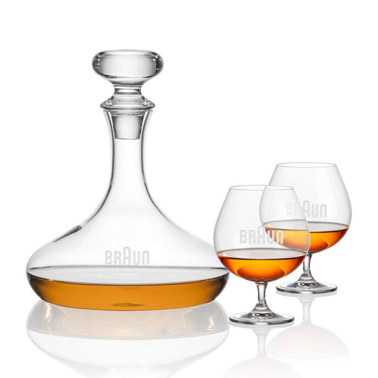 Brandy Decanter with 2 Brandy Glasses Gift Set ~ Chaz - Personalized Engraved Gifts