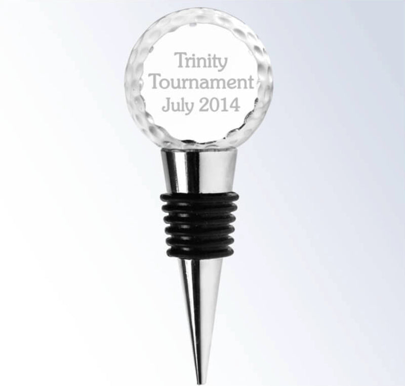 Engraved Crystal Golf Ball Wine Stopper - Personalized Engraved Gifts