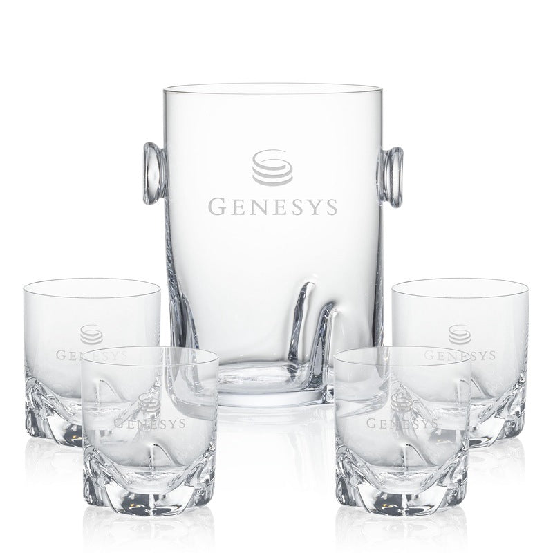 Crystal Ice Bucket Gift set with 4 DOF Glasses - Personalized Engraved Gifts