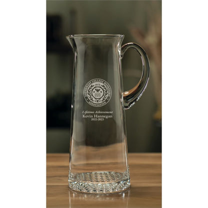 Unique Bubble Base Crystal Pitcher Deep Engraved ~ Leah - Personalized Engraved Gifts