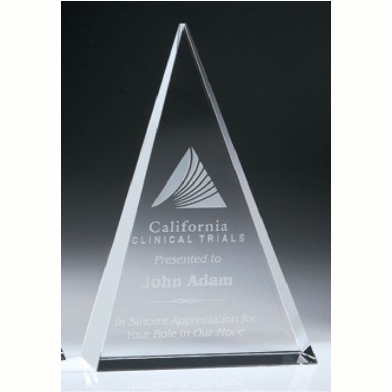 Engraved Crystal Triangle Plaque - Personalized Engraved Gifts