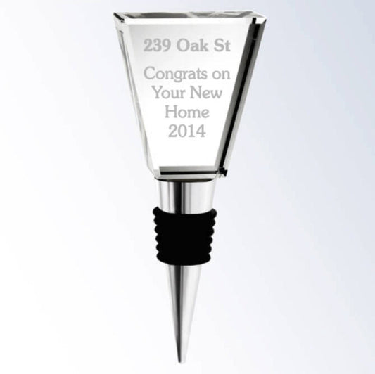 Engraved Crystal Wine Bottle Stopper - Trapezoid - Personalized Engraved Gifts