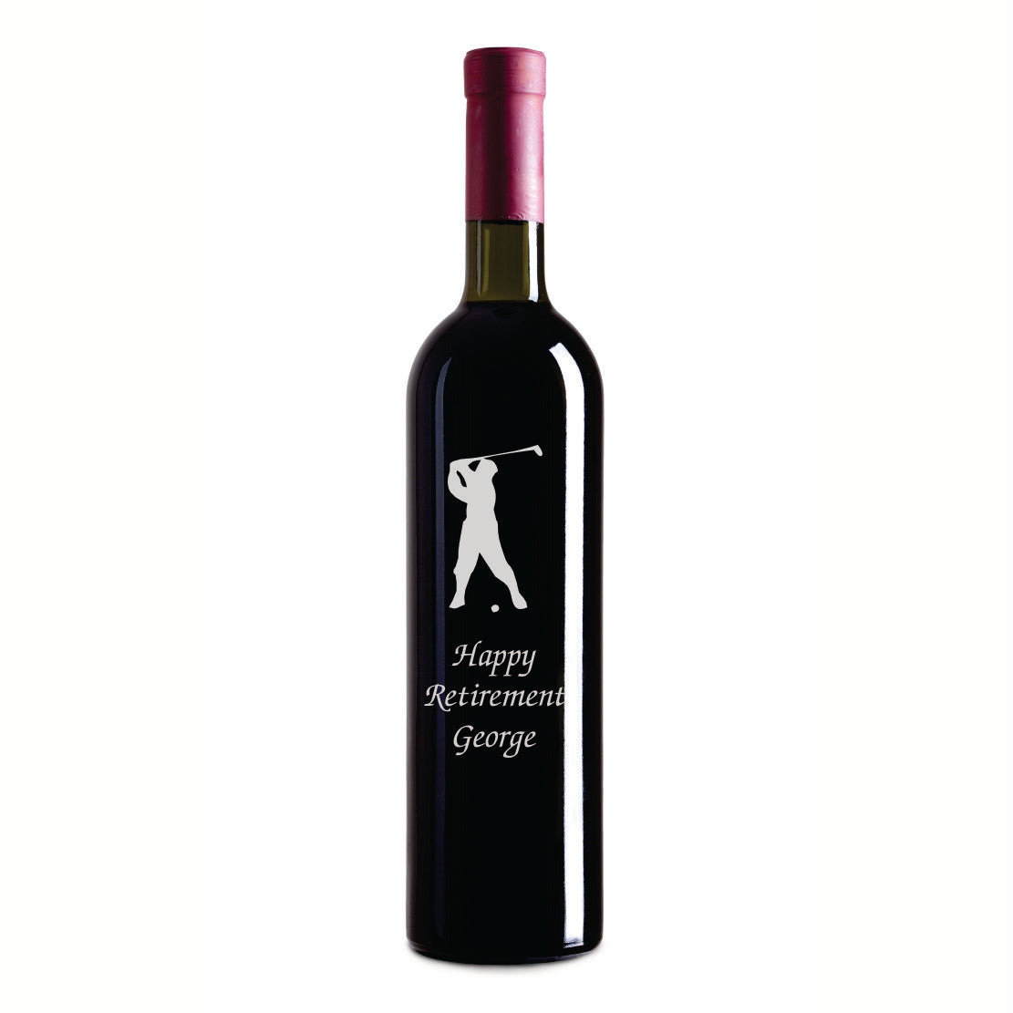 Custom Engraved Wine Bottle- Golfer 2 - Personalized Engraved Gifts