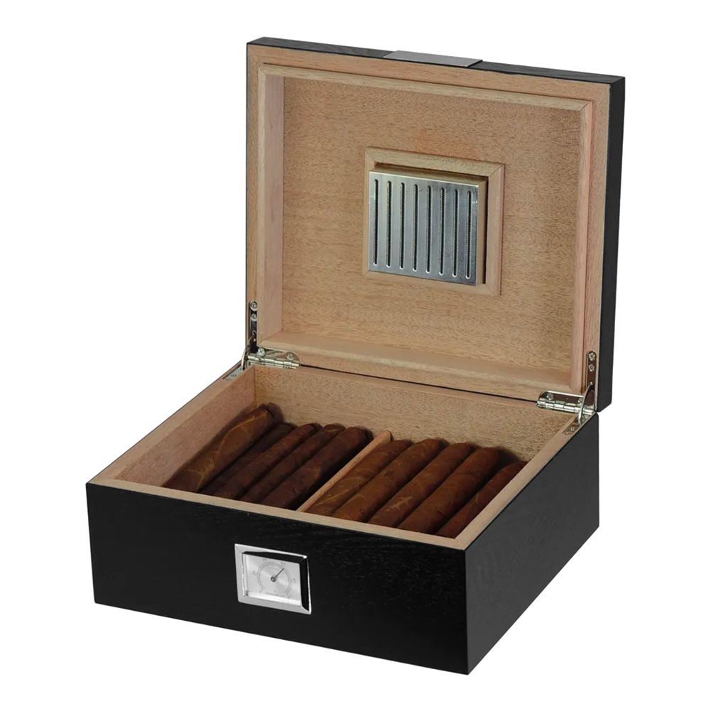 Cherry Humidor with Decorative Silver Plate ~ Arthur - Personalized Engraved Gifts