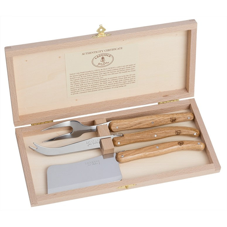 Laguiole Cheese Cutlery Gift Set With Oak Handles - Personalized Engraved Gifts