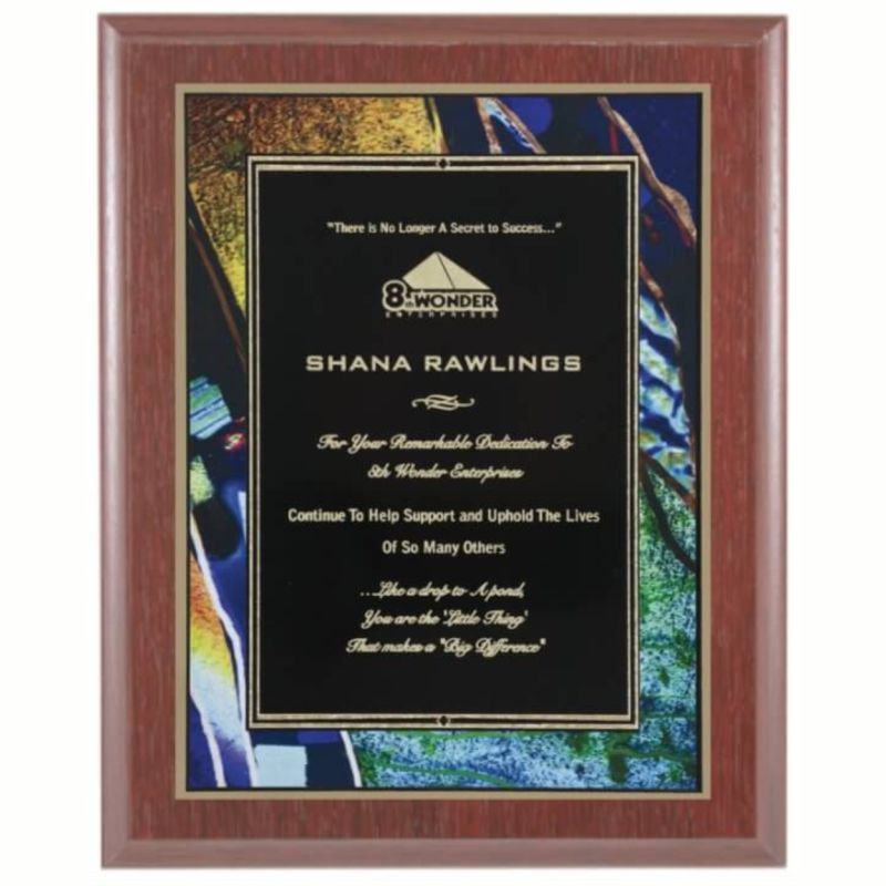 Engraved Mahogany Plaques with Artistic Plaque - Personalized Engraved Gifts