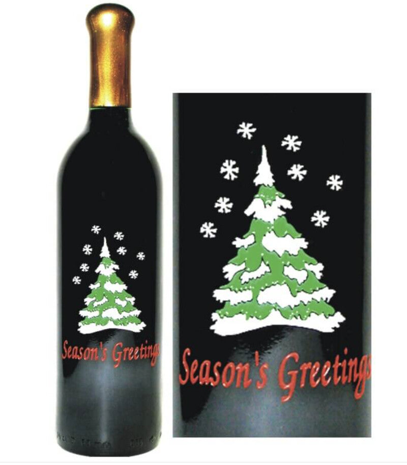 Custom Engraved Wine Bottles - Christmas Tree I - Personalized Engraved Gifts