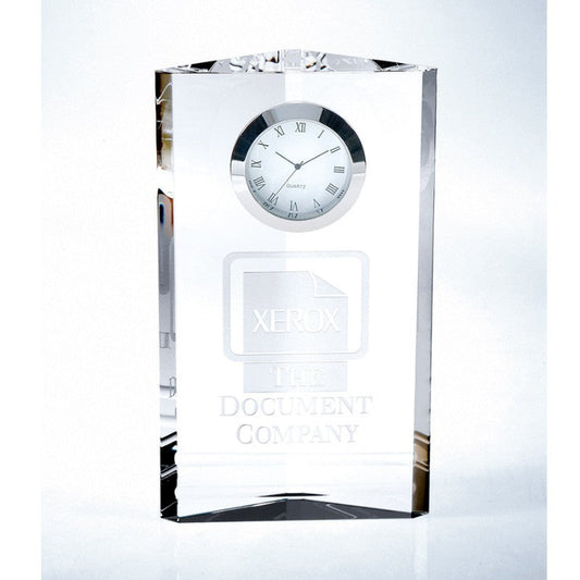 Engraved 3-Sided Crystal Clock Trigon - Personalized Engraved Gifts