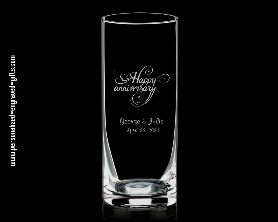 Personalized Straight Sided 12 inch Glass Anniversary Vase ~ The Shelby - Personalized Engraved Gifts