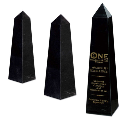 Engraved Black Marble Obelisk Award - Personalized Engraved Gifts