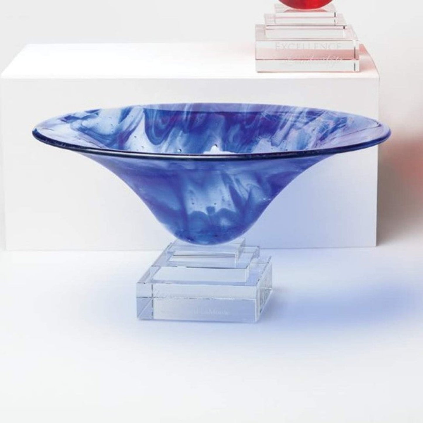 Engraved Blue Art Glass Presentation Bowl Darcy - Personalized Engraved Gifts