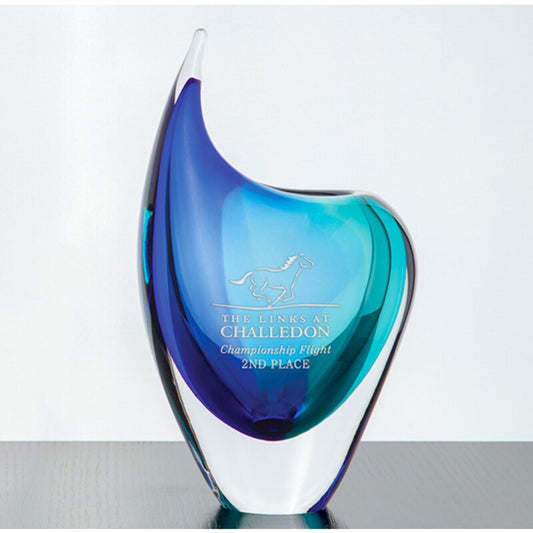 Engraved Blue & Turquoise Bohemian Art Crystal Vase Romy - Personalized Engraved Gifts