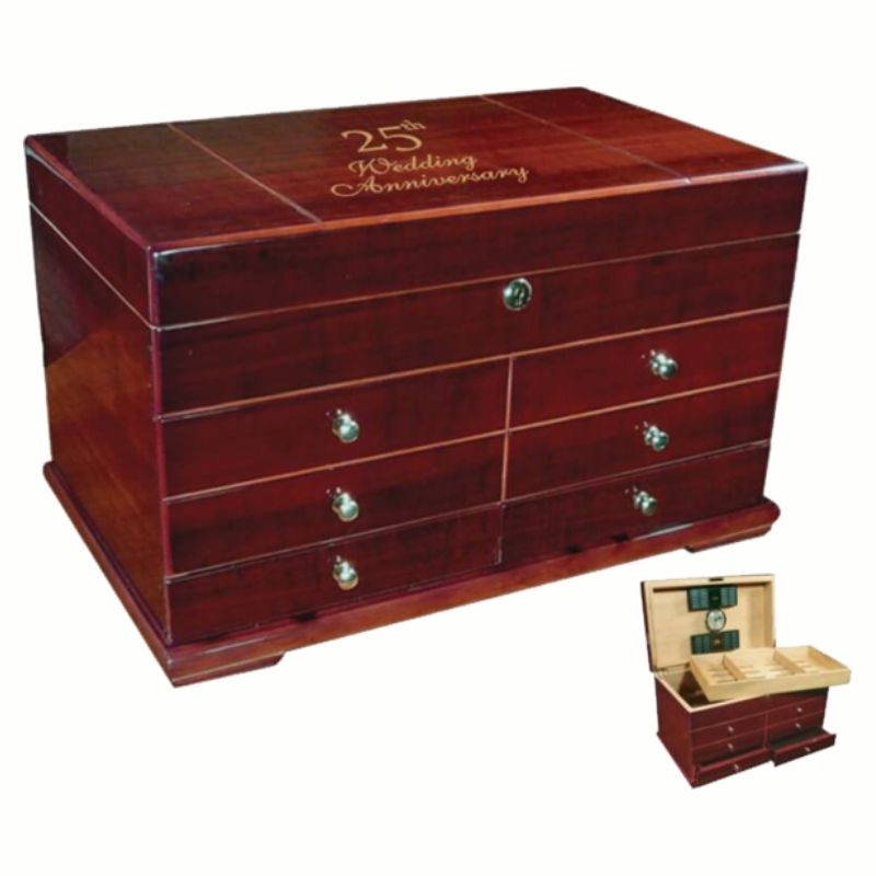 Personalized Cherry Finish Humidor - Marco - Personalized Engraved Gifts