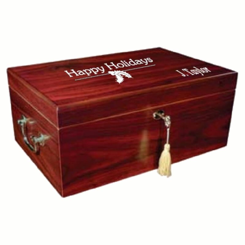 Engraved Cherry Finish Humidor ~ Monaco - Personalized Engraved Gifts