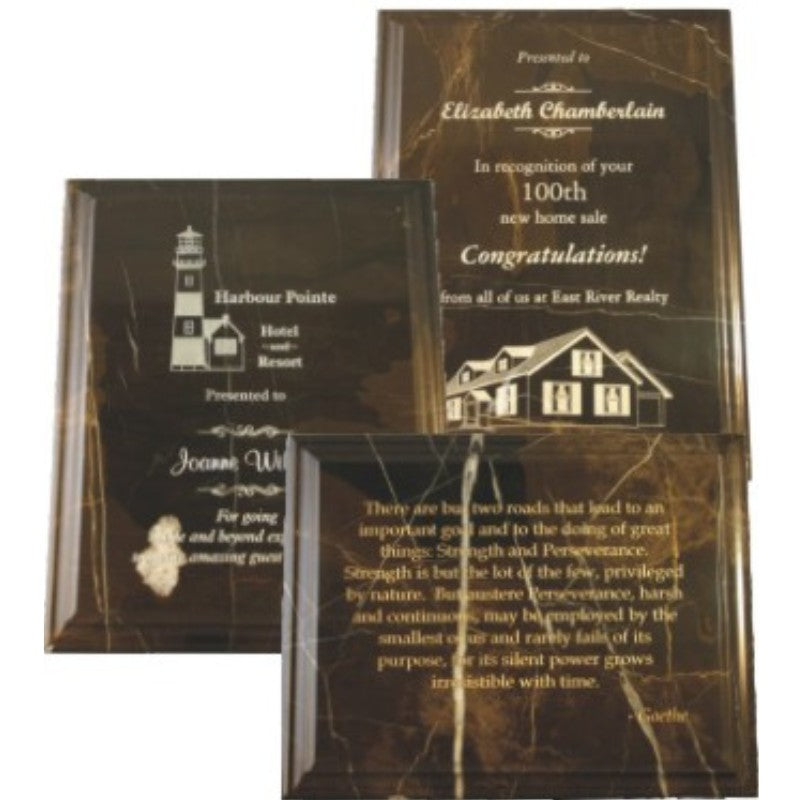 Engraved Chocolate Brown Marble Plaque - Personalized Engraved Gifts