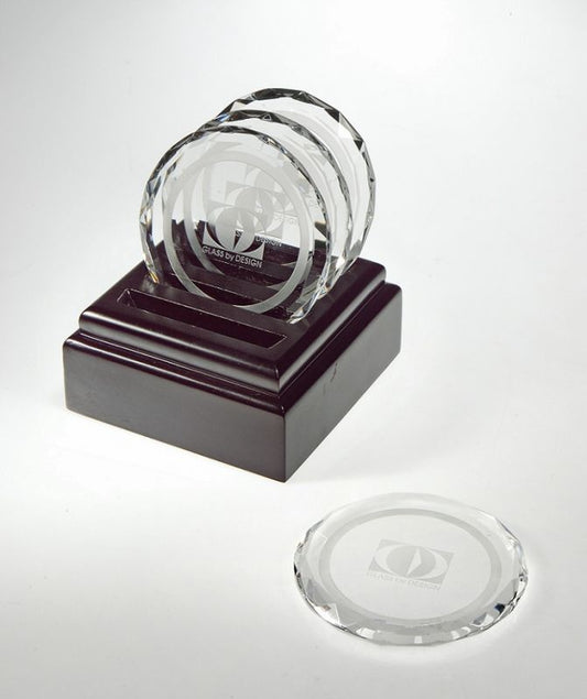 Engraved Crystal 4-Piece Faceted Coaster Set - Personalized Engraved Gifts