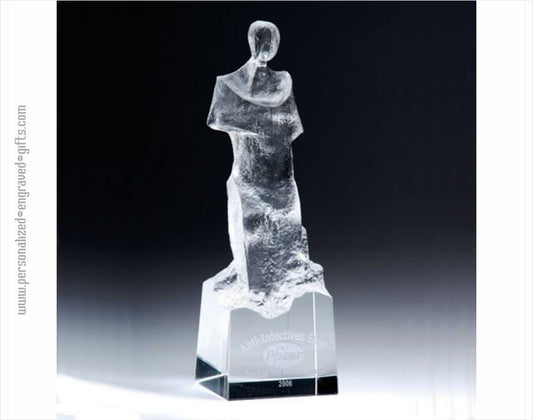 Engraved Crystal Abstract Figure - Personalized Engraved Gifts