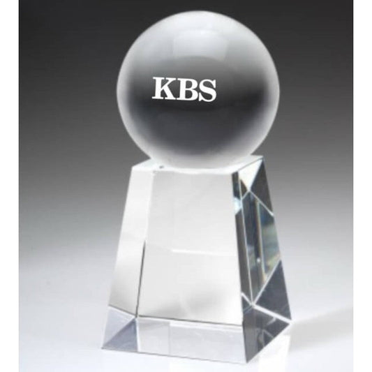 Engraved Crystal Ball on Tall Pedestal - Personalized Engraved Gifts