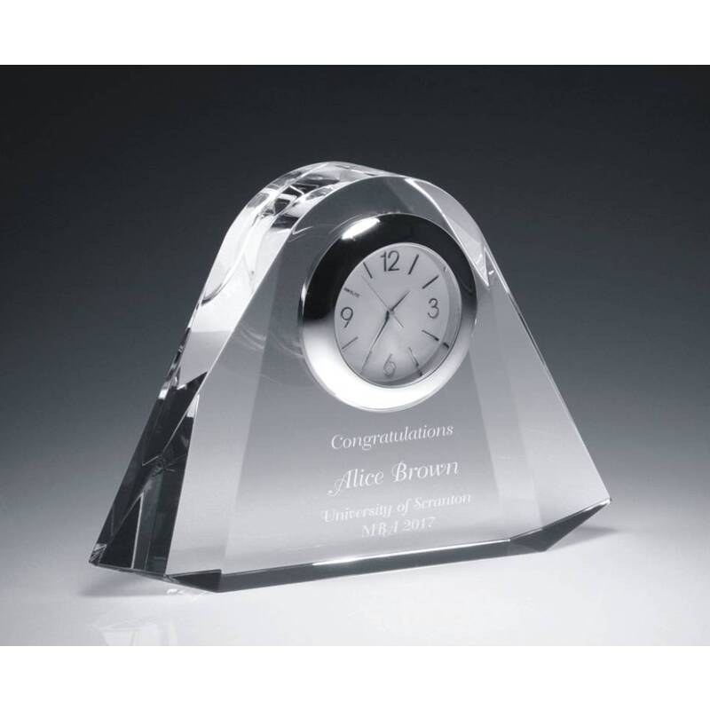 Engraved Crystal Clock Miami Deco - Personalized Engraved Gifts