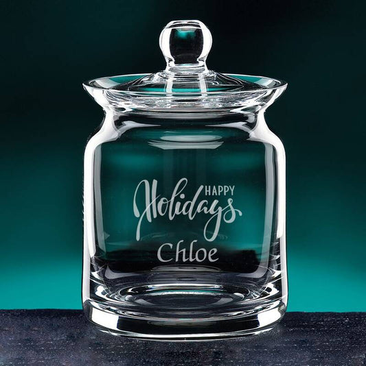 Custom Engraved Crystal 7 inch Cookie Jar - Personalized Engraved Gifts