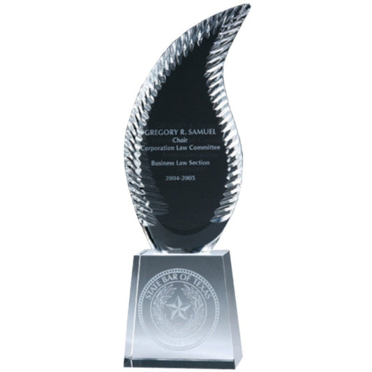 Engraved Crystal Flame with Fern Design - Personalized Engraved Gifts