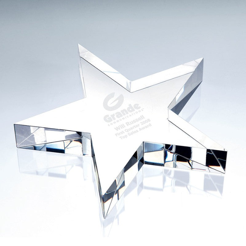 Engraved Crystal Flat Star Award - Paperweight - Personalized Engraved Gifts