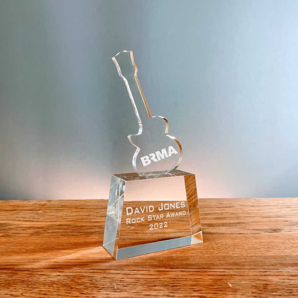 Rock Star Award a Personalized Crystal Guitar Award Axe - Personalized Engraved Gifts