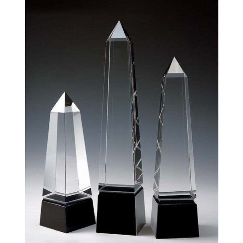 Engraved Crystal Obelisk Award with Black Base - Personalized Engraved Gifts