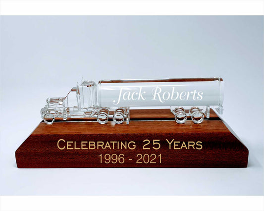 FIX Picture URL Engraved Crystal Bulk Tanker Truck Award - Personalized Engraved Gifts