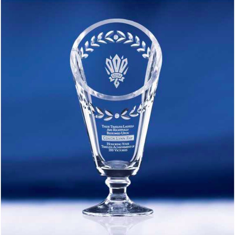 Engraved Crystal Laurel Trophy Cup ~ Oxford - Personalized Engraved Gifts