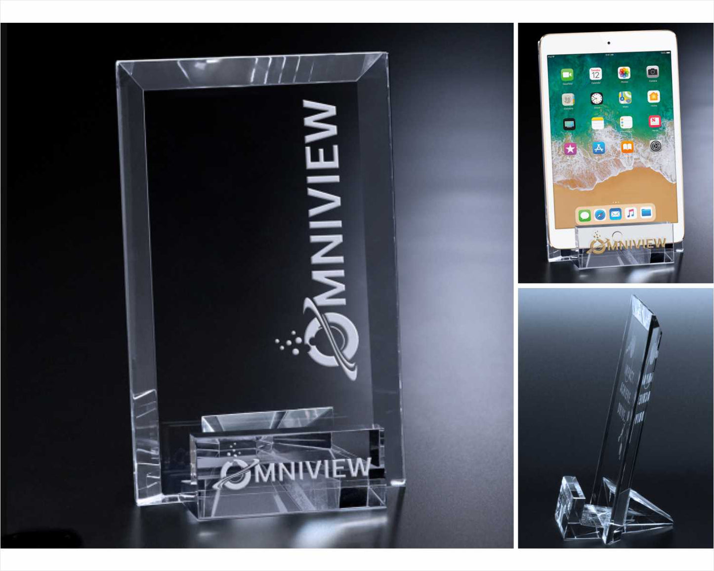 Engraved Crystal iPad Holder and Plaque - Personalized Engraved Gifts