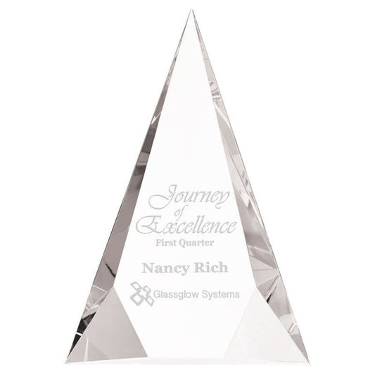 Engraved Crystal Pyramid Peak Award - Personalized Engraved Gifts