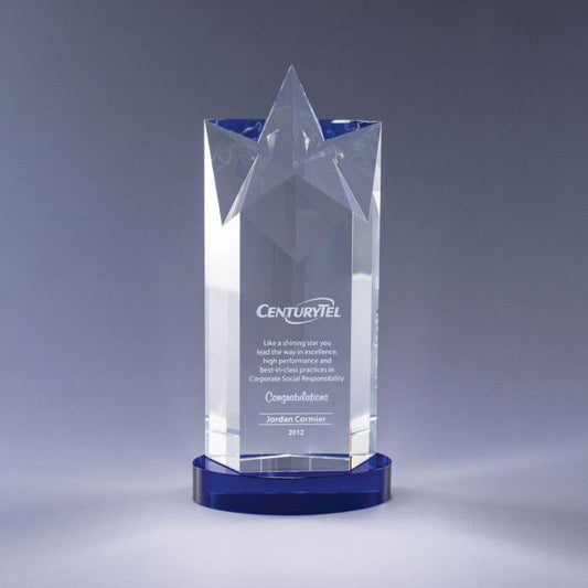 Engraved Crystal Rising Star Tower Award - Personalized Engraved Gifts