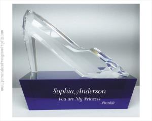 Engraved Crystal Faceted Pump, Slipper or Shoe Award - Personalized Engraved Gifts